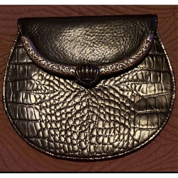 BRIGHTON - Vintage Black Croc-Embossed Leather Small Clutch. Like New! - Picture 9 of 16